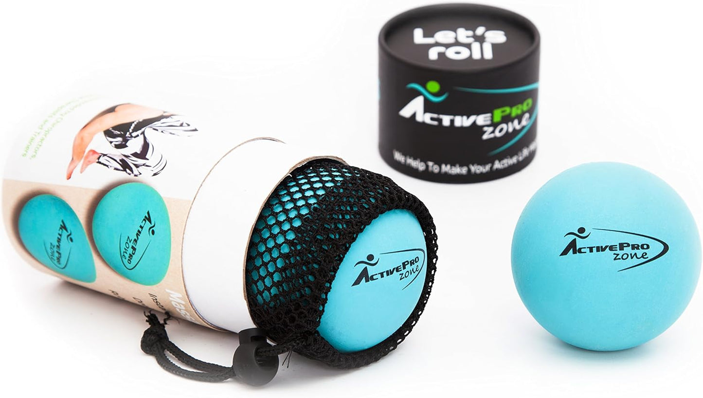 Massage Therapy Balls by ● Best 4 Deep Pressure, Trigger Point, Myofascial Release & Physical Therapy ● Used in Yoga, Pilates ● Instant Tension & Pain Relief ● Relax Sore Muscles ● Set of 2 Extra Firm Rubber Balls Sized Ø2¾ʺ W/Mesh Bag