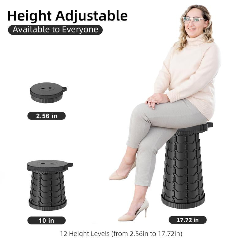 Upgraded Collapsible Stool,Portable Stools,Telescoping Stool, Max Load Capacity 500Lbs,Suitable for Outdoor Picnic Camping Gardening Fishing Hiking