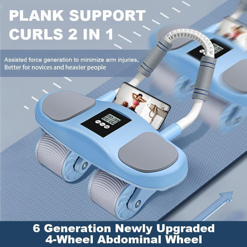 Four-Wheel Healthy Belly Auto Rebound Belly Tuck and Roll Abdominal Training Abdominal Wheel Men'S and Women'S Home Elbow Brace Roller Exercise and Fitness Equipment