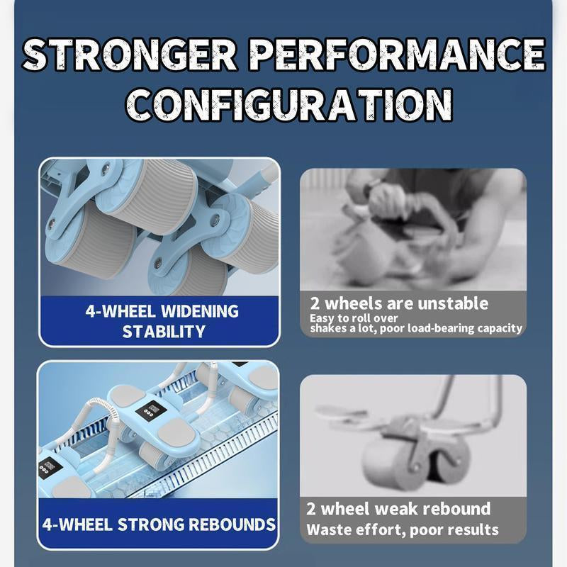 Four-Wheel Healthy Belly Auto Rebound Belly Tuck and Roll Abdominal Training Abdominal Wheel Men'S and Women'S Home Elbow Brace Roller Exercise and Fitness Equipment