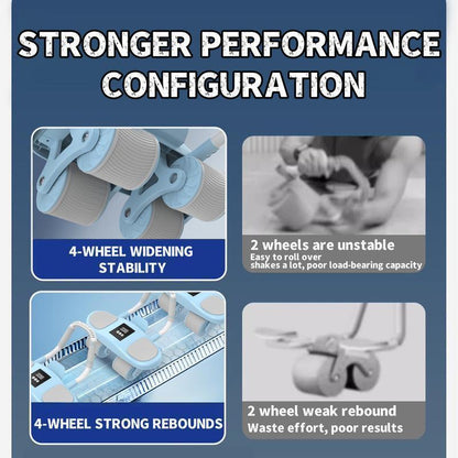 Four-Wheel Healthy Belly Auto Rebound Belly Tuck and Roll Abdominal Training Abdominal Wheel Men'S and Women'S Home Elbow Brace Roller Exercise and Fitness Equipment
