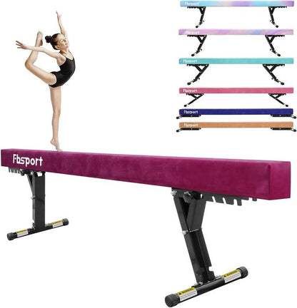 Fbsport 8Ft Adjustable Balance Beam, High/Low Floor Gymnastics Equipment for Kids & Adults, Perfect for Training, Practice, Therapy & Home Use
