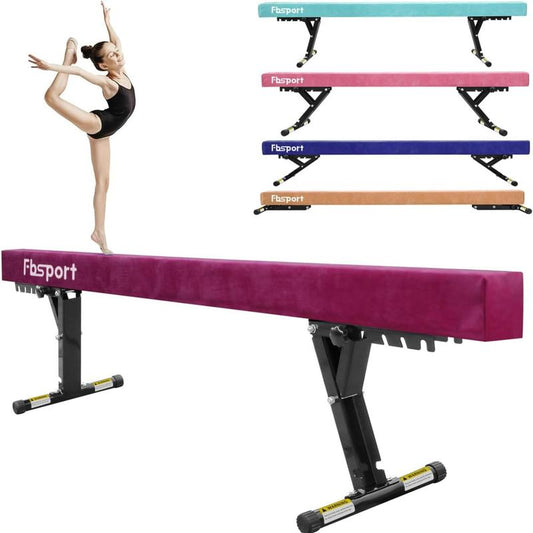Fbsport 8Ft Adjustable Balance Beam, High/Low Floor Gymnastics Equipment for Kids & Adults, Perfect for Training, Practice, Therapy & Home Use
