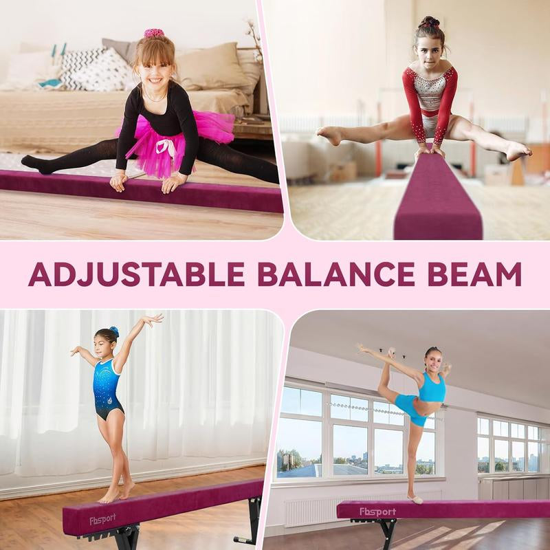 Fbsport 8Ft Adjustable Balance Beam, High/Low Floor Gymnastics Equipment for Kids & Adults, Perfect for Training, Practice, Therapy & Home Use