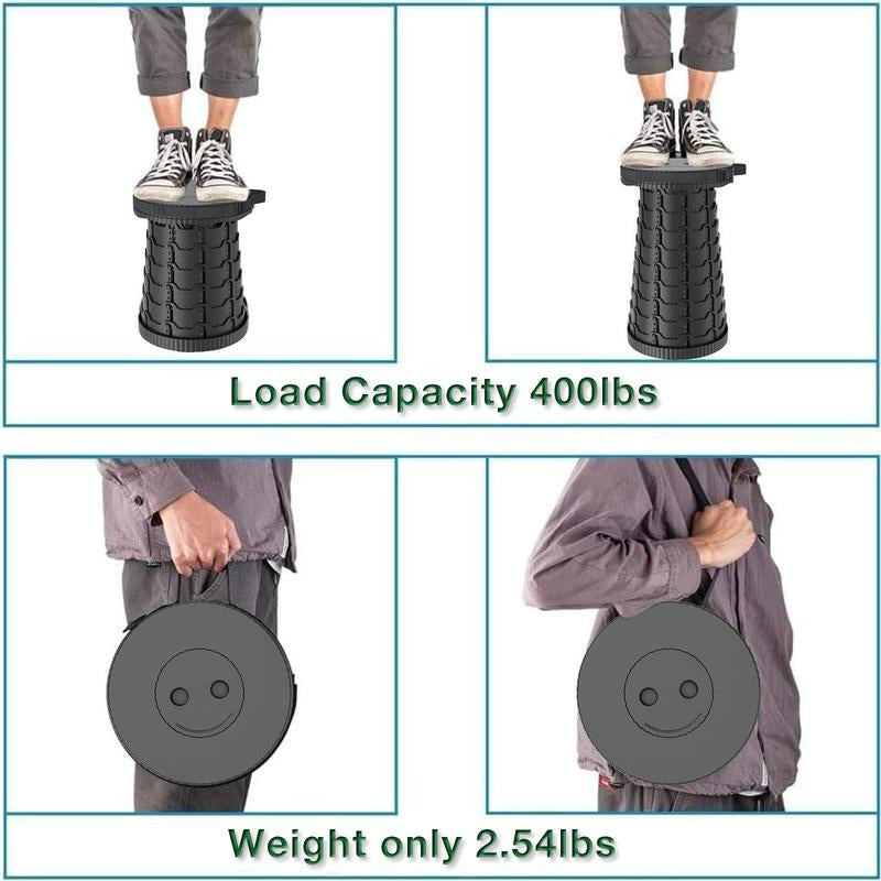 Upgraded Collapsible Stool,Portable Stools,Telescoping Stool, Max Load Capacity 500Lbs,Suitable for Outdoor Picnic Camping Gardening Fishing Hiking