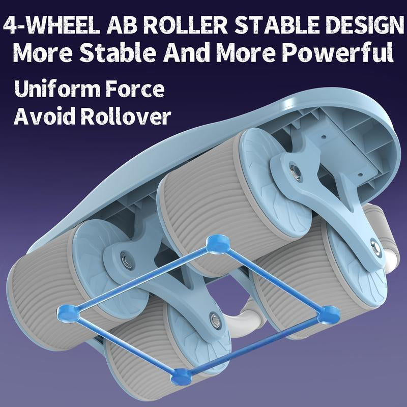 Four-Wheel Healthy Belly Auto Rebound Belly Tuck and Roll Abdominal Training Abdominal Wheel Men'S and Women'S Home Elbow Brace Roller Exercise and Fitness Equipment